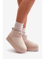 Dámské Sněhule Na Platformě Zateplené Kožíškem Světle Béžové Xamella
