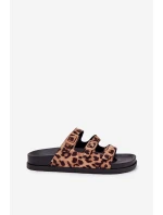 Dámské Pantofle S Pásky A Přezkami V Leopardím Vzoru Hnědé Uliri