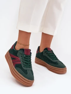 Sametové dámské tenisky na platformě Zelené Skye