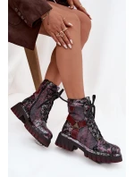 Dámské kotníčkové kožené workery 07072-23 Bordó vzor - Maciejka Dámské kotníčkové kožené workery 07072-23 Bordó vzor - Maciejka