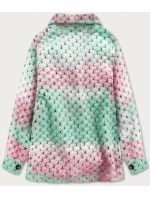 Růžovo-mátová dámská košilová bunda se stojáčkem (1132) Růžovo-mátová dámská košilová bunda se stojáčkem (1132)