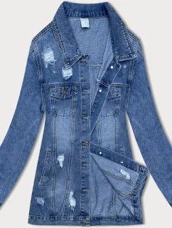 Světle modrá dámská džínová bunda s protrženími (GD8727-K)
