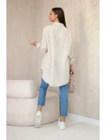 Bavlněná mušelínová košile oversize tmavě béžová