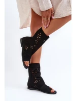 Zazoo 3437 Dámské Semišové Sandály S Hřebínkem Na Zip Černé