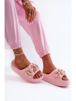 Dámské pěnové žabky s ozdobami na tlusté podrážce růžové od Bremavia