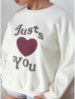 Dámská mikina s potiskem JUST LOVE YOU béžová FashionStreet BY1476 Dámská mikina s potiskem JUST LOVE YOU béžová FashionStreet BY1476
