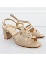 Béžové dámské sandály na jehlovém podpatku Sergio Leone SK884