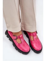 Lakované Kožené Polobotky S Přezkou Zazoo 20183 Fuchsie