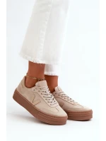 Dámské semišové tenisky Zazoo na platformě béžové Dámské semišové tenisky Zazoo na platformě béžové