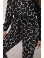 Dámská souprava z veluru s potiskem černý