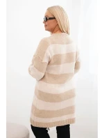 Dámská pletená sukýnka Plus Size pruhovaná béžová