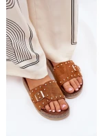 Dámské Pantofle Na Platformě S Přezkou A Hřebíky Camel Nusithia