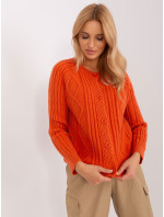Oranžový dámský svetr na knoflíky