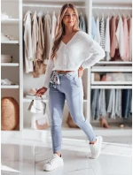 Dámské látkové chinos kalhoty s páskem ROSSALI modré FashionStreet UY2535