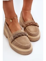 Dámské semišové mokasíny s ozdobou béžové Zazoo 3429/W Dámské semišové mokasíny s ozdobou béžové Zazoo 3429/W