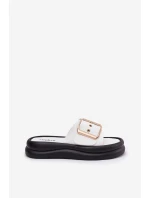 Dámské sandály na masivní platformě s ozdobnou přezkou bílé Zelori