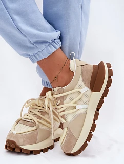 Kožené semišové dámské tenisky GOE TT2N4021 Béžové