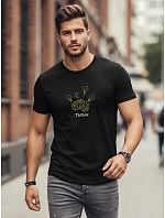 Pánské bavlněné tričko s kreativním potiskem černé FashionStreet NX0149R