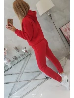 Souprava s fleecovou podšívkou a zavazováním na lemu červená