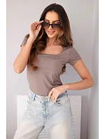 Dámská bambusová halenka s krátkým rukávem a širokým výstřihem basic fango