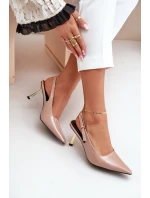 Lakované Lodičky S Otevřenou Patou Béžové Filona