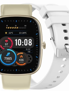 Dámské chytré hodinky GRAVITY GT18-8 béžový silikonový řemínek + bílý řemínek