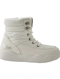 Lee Cooper dámské zimní boty, bílé, zateplené kotníkové boty na zip