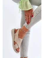 kožené sandály na klínu Černé Morgan