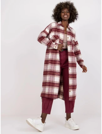 Dámská košile EM-KS-002/04.50P Ecru-vínová - FPrice Dámská košile EM-KS-002/04.50P Ecru-vínová - FPrice