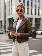 Dámská hnědá koženková bunda TY5541 - FashionStreet