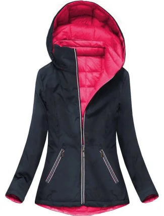 Tmavě modro-amarantová oboustranná bunda pro přechodné období (7699) Tmavě modro-amarantová oboustranná bunda pro přechodné období (7699)