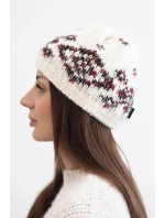 Dámská zimní čepice s norským vzorem a silným pletením K351 ecru+czerwony