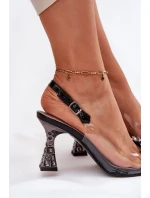 Průhledné Sandály Na Podpatku S Krystaly Vinceza 70116 Černé