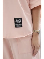 Bavlněný komplet halenka + kalhoty pudrově růžová