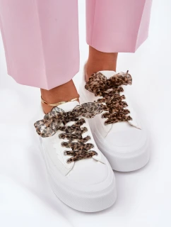 Dámské tenisky na masivní platformě s ozdobným šněrováním bílé Zidora