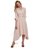 Dámské šaty s ozdobnými knoflíky K086 béžové - Makover Dámské šaty s ozdobnými knoflíky K086 béžové - Makover