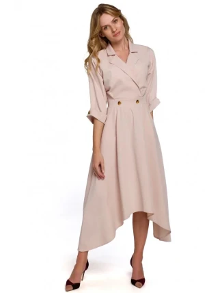 Dámské šaty s ozdobnými knoflíky K086 béžové - Makover Dámské šaty s ozdobnými knoflíky K086 béžové - Makover