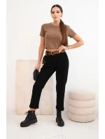 Dámské kalhoty s páskem kordové černé