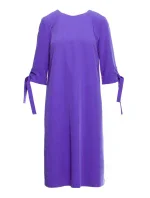S393 Šaty áčkového střihu s vázacími rukávy - fialové