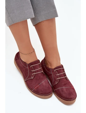 Dámské kožené polobotky s prošitím Artiker – bordó