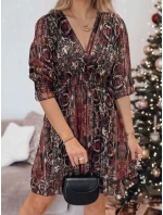 Jedna velikost VELVETIA šaty bordó FashionStreet EY2544