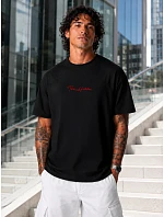 Pánské bavlněné tričko oversize s potiskem černé FashionStreet NX4001R