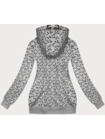 Šedá sportovní mikina s kapucí a se vzorem vlaštovek (2309)