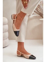 Lakované baleríny na nízkém podpatku s otevřenou patou béžové Kairael