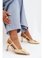 Dámské sandály na podpatku s ozdobným prvkem Žluté Eslina