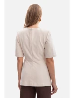 B305 Pletený top s peplum - pískový B305 Pletený top s peplum - pískový