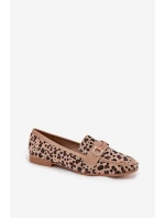 Dámské mokasíny/loafersy s panteřím vzorem Evelora – béžové