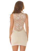 Dámské sexy mini šaty 0000STYLE7 Světle béžová - KouCla