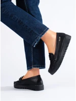 Praktické  mokasíny dámské černé platforma