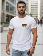 Pánské bavlněné tričko s minimalistickým potiskem bílé FashionStreet NX5096R